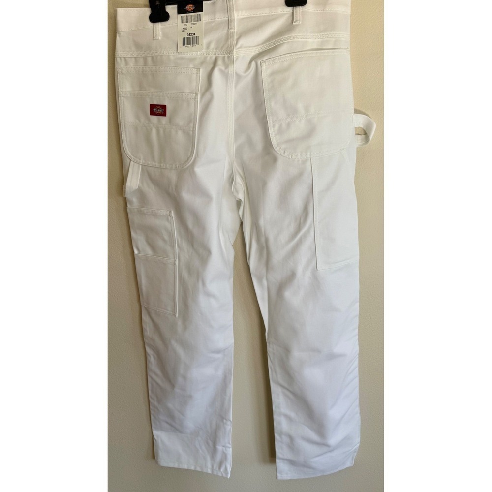 Dickies Men's 36x34 Utility Pants White Relaxed hammer Tool Pockets NWT - Picture 2 of 7